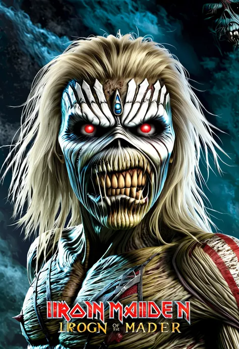 A cinematic poster of Eddie from Iron Maiden. Realistic, Detailed, intricate, realistic texture, 4K.