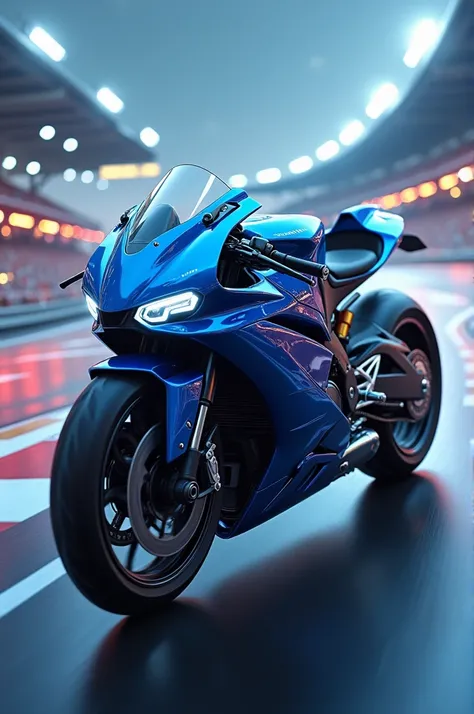 Ninja high cylinder blue aluminum motorcycle ,on race track