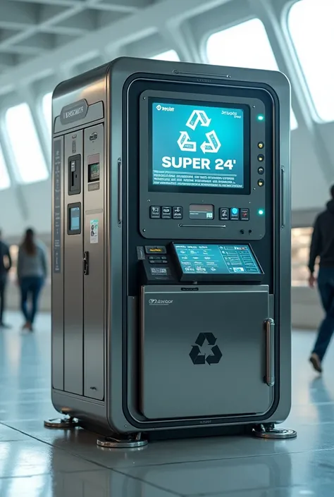  create a recycling machine that says super 24 !Always close! 