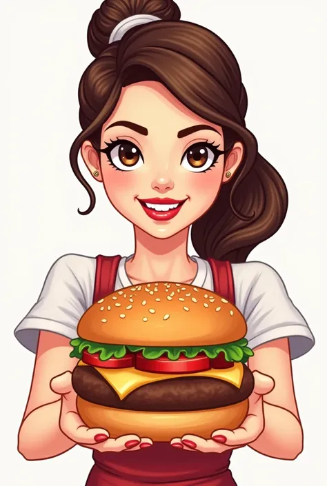 Logo of a woman holding a hamburger 