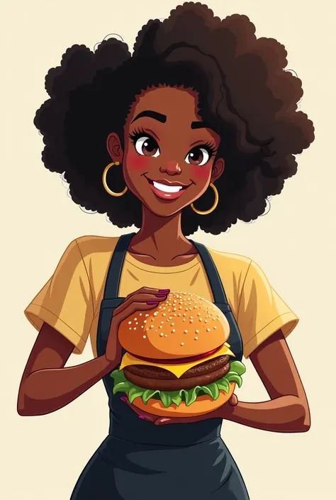 Logo of a mulatto woman holding a hamburger