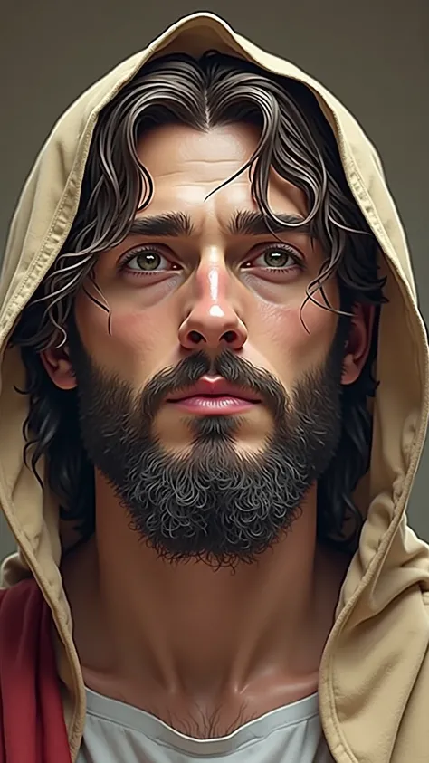 a close up of a person with a beard and a hoodie, jesus, memes, gigachad jesus, Digital Art. @mariomaniacdude, emotional image, wow, to cry, Jesus Christ, Nicodemos, awwwww, some are to crying of joy, Hosada, aww, To me, gif, Ahhhhh , ACCURATE IMAGE, holy ...