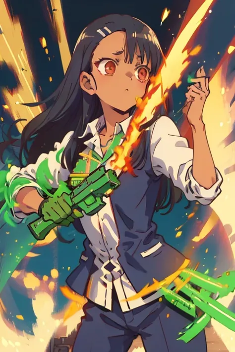 Nagatoro Hayase wielding a pair of guns