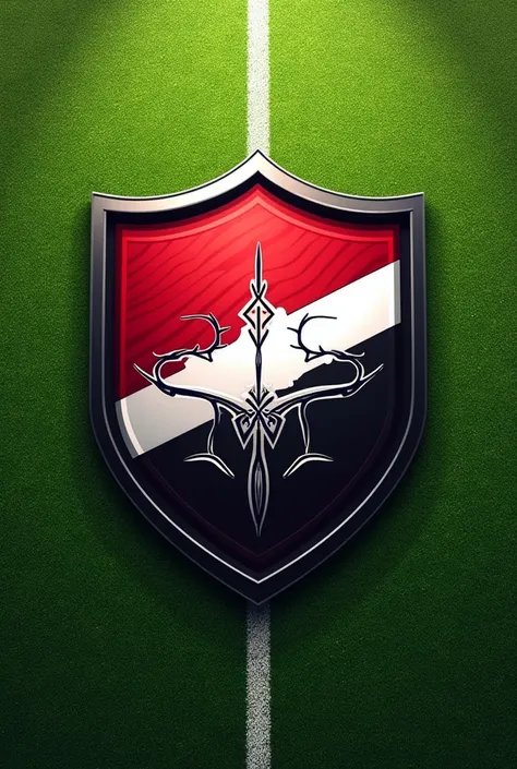 Shield for soccer team in red white and black