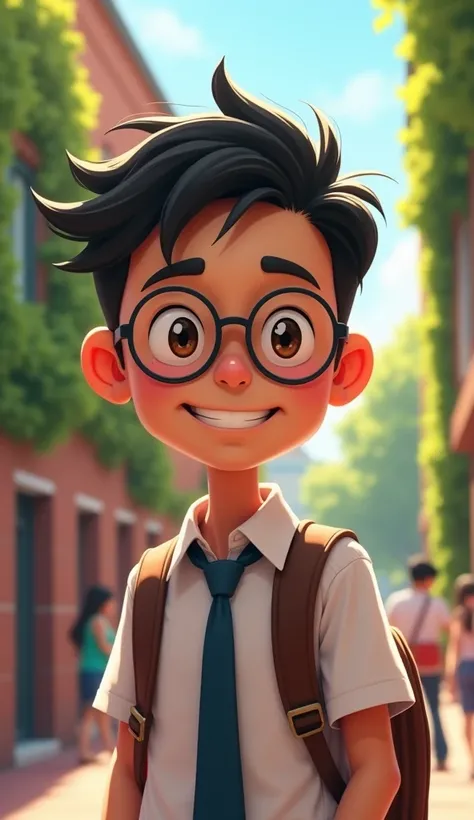 create a cute filipino guy college student with glasses