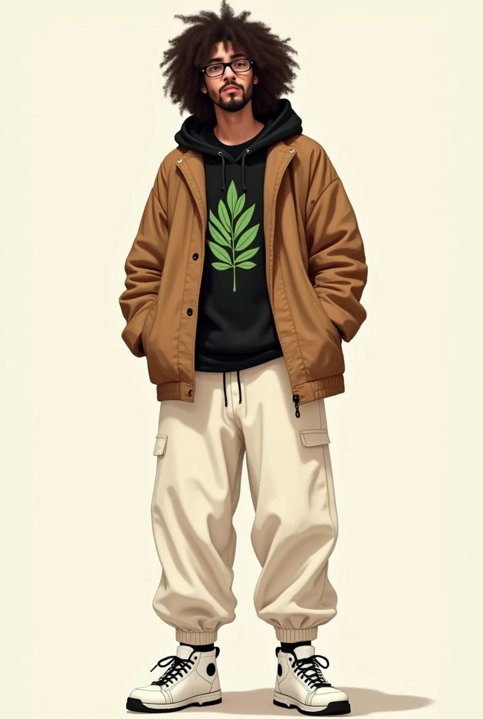 Prompts
A character wearing white shoes with black shoelaces, off-white hippie trousers, black winter tshirt, a tshirt with a green-ish tree leaves pattern atop, a black wide hoodie atop and a wide brown-ish wrinkly polyester jacket atop. Make his age 30 a...