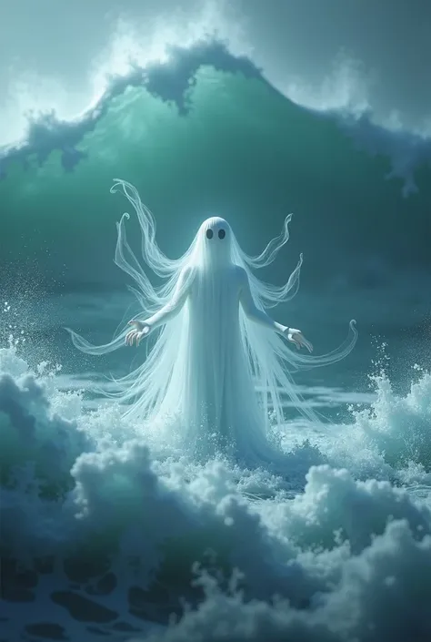 Create a animated ghost with waves 