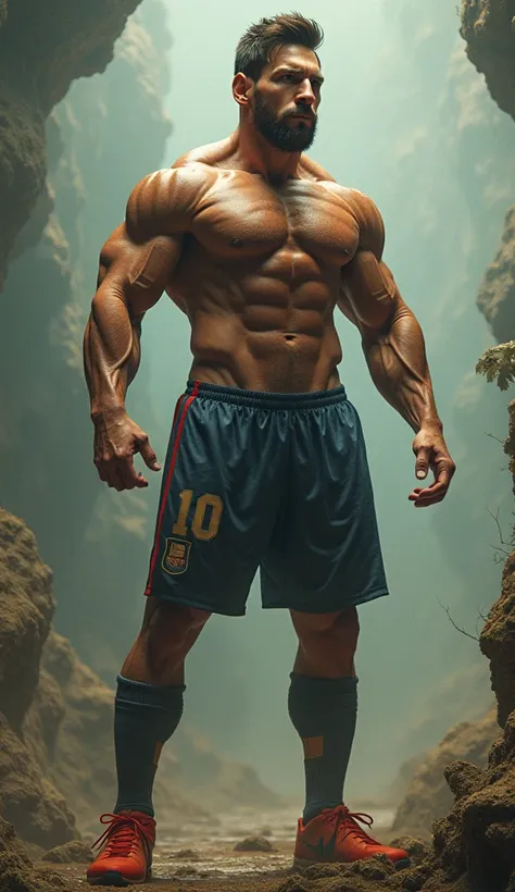 Messi bodybuilder, surrealistic