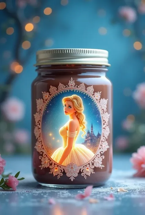 Create a Cinderella-themed packaging for a jar of ganache 