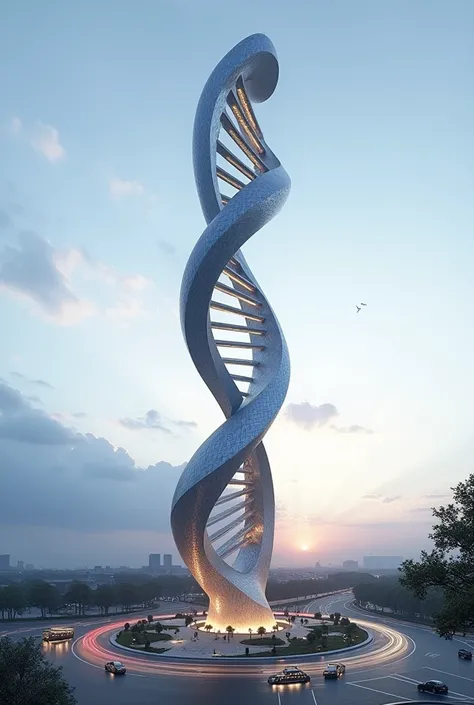  Make a monument in the middle of a highway fork , anything that matters cool ,  dna make it at a roundabout but not too big,  is between small and medium size 