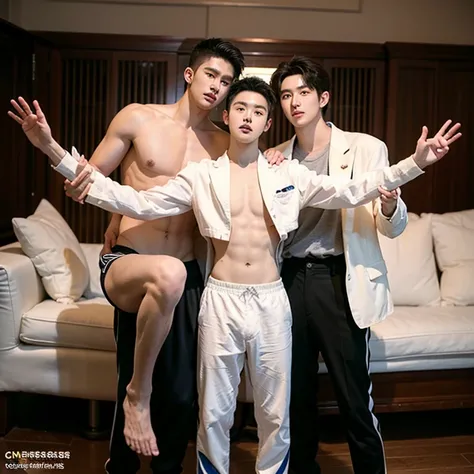 (Chinese handsome：1.5), Two males，Topographic map，webcam photography, Cai Zhichao，Untrained，Havencore, 18-year-old boy, studio danshi koukousei, mannequin，Long legs，Realistic photos, Best quality，ultra high resolution,（realisticlying: 1.4, masterpiece, Kod...