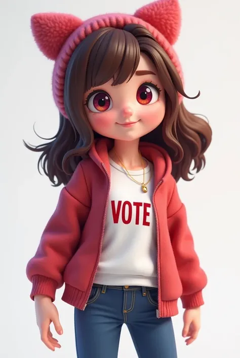 a cartoon character of a man with a vote shirt on, maddy style, in the styles of cameron look, heavily upvoted, outfit design, female outfit, realistic clothing, y 2 k style, y2k style, magical school student uniform, inspired by Sophia Beale, roblox avata...