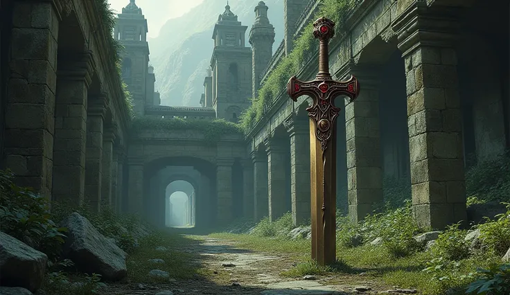 Cursed of blade stuck in an ancient ruin