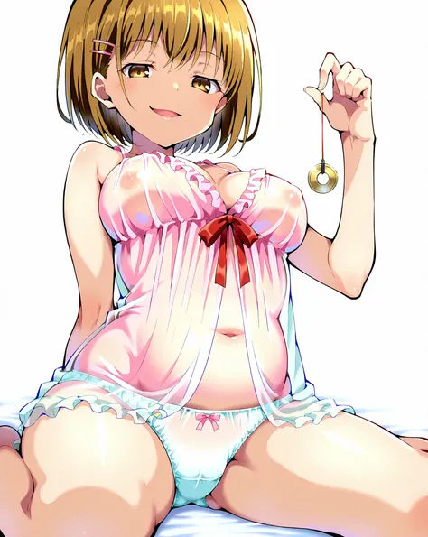 score_9, score_8_up, score_7_up, 1girl,solo, seduce, seductive, looking_down ,kawaii waifu,
breasts, medium breasts,
white background, she is holding a pendulum in one hand (hypnotist holding a pendulum), ((holding pendulum)), holding string, perfect hands...