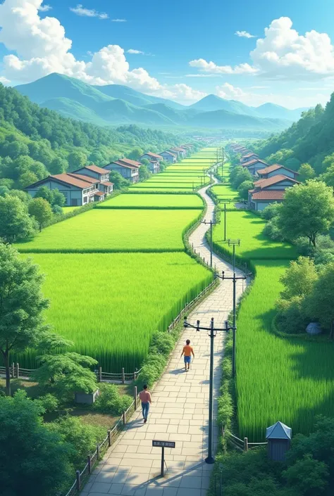  Beautiful living environment , there are rice fields ,  with streets suitable for pedestrians