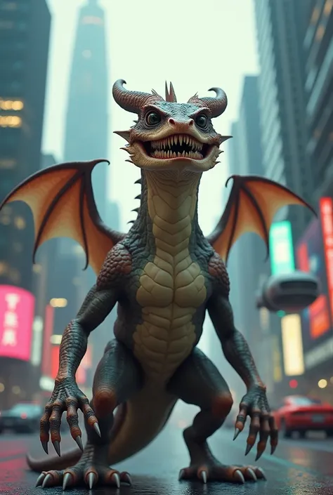 Humanoid-shaped dragon in 2025 surprised by what he sees. 