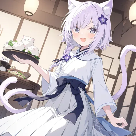  Nekomata
high resolution
expressive
solos
1 person
Beautiful young man
cute
she looks like a girl
neutral appearance
white hair
pure white hair
cat ear
Long-necked jellyfish cut
White lantern hakama(The clothes are white、The long skirt is gray )
Taisho ro...