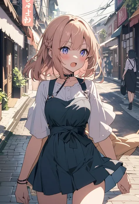 A beautiful anime otaku girl がwalked around 冬のtown