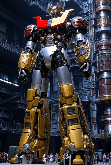  a very realistic version of the modified Mazinger Z, Standing 100 meters high in a forward leaning position while strengthening and remodeling to add weapons.   Its built with modern materials such as steel  ,   Carbon Fiber  ,   Other industrial elements...