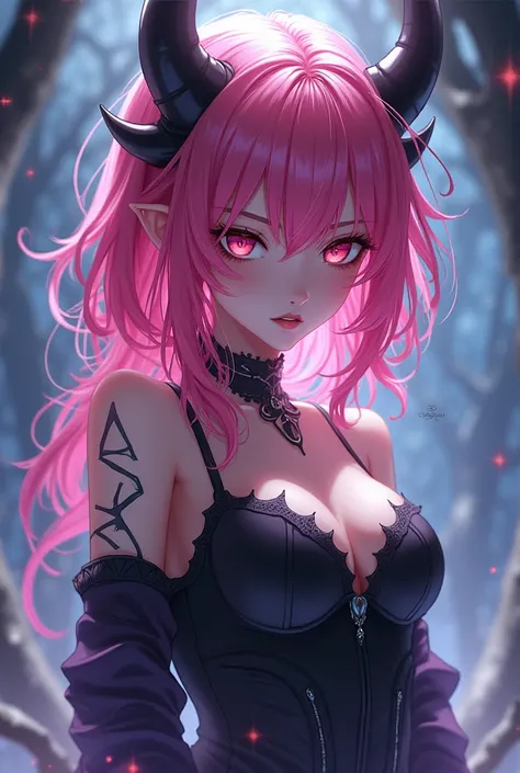 Demon girl anime pink