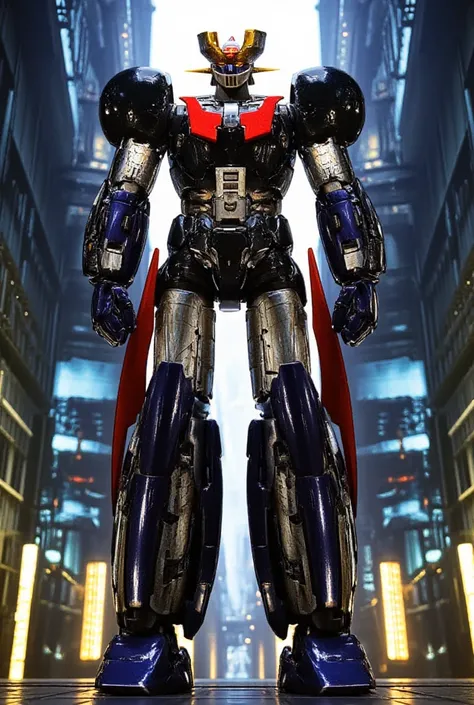  a very realistic version of the modified Mazinger Z, Standing 100 meters high in a forward leaning position while strengthening and remodeling to add weapons.   Its built with modern materials such as steel  ,   Carbon Fiber  ,   Other industrial elements...