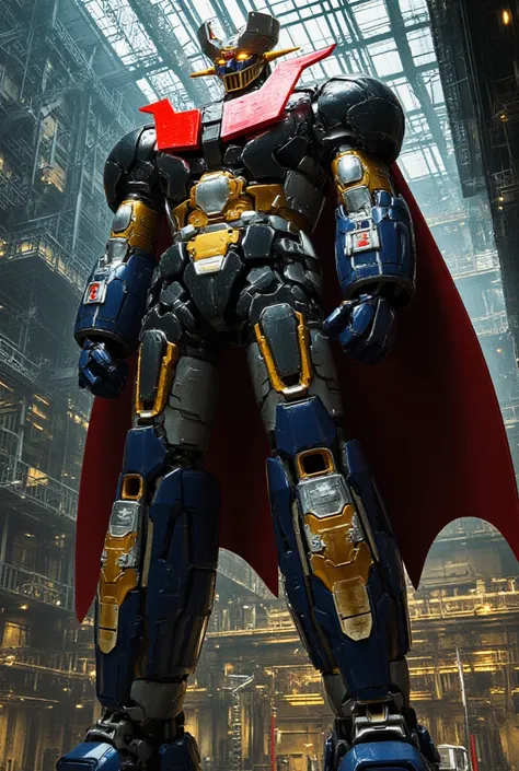  a very realistic version of the modified Mazinger Z, Standing 100 meters high in a forward leaning position while strengthening and remodeling to add weapons.   Its built with modern materials such as steel  ,   Carbon Fiber  ,   Other industrial elements...