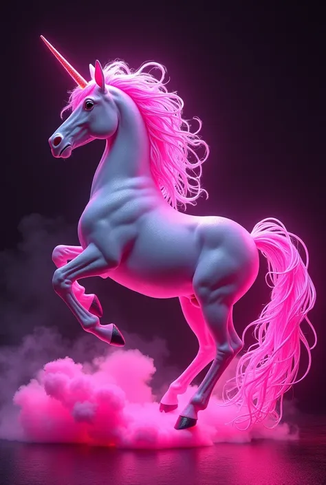 Hyper realistic pink fluor neon unicorn farting