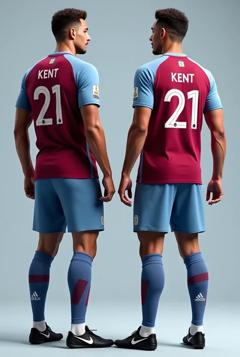  Make the 2022 Aston Villa jersey with the number 21 and the name of Kent. Show the back and front 