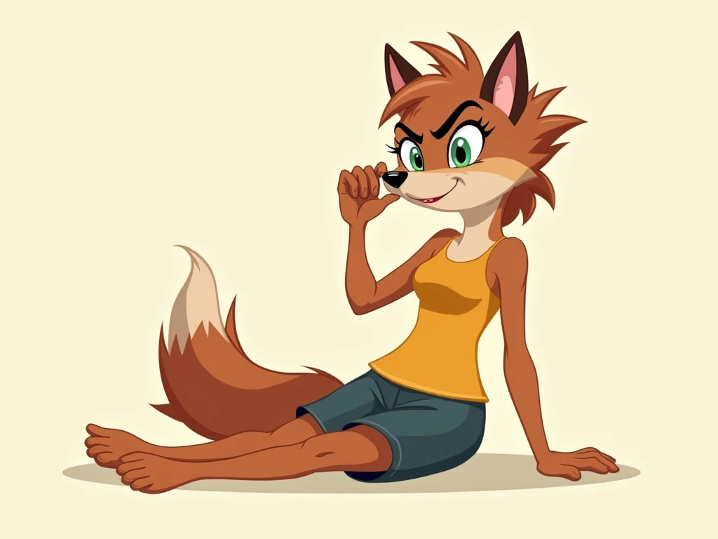 
The character in the image is an anthropomorphic canine designed in a retro cartoon style reminiscent of classic animation eras, with charmingly exaggerated proportions and expressive features. Heres a detailed breakdown of her design and the scenario:

C...