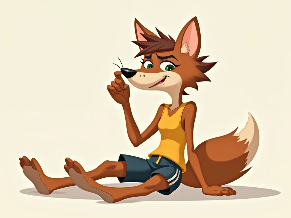 
The character in the image is an anthropomorphic canine designed in a retro cartoon style reminiscent of classic animation eras, with charmingly exaggerated proportions and expressive features. Heres a detailed breakdown of her design and the scenario:

C...