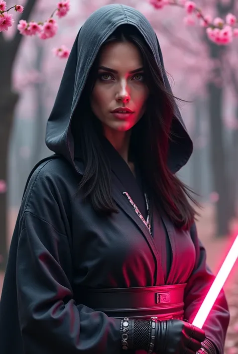 ((best quality)), photorealistic of Monica bellucci as sith lord, Dark lord photorealism, Photorealistic, high resolution, Beautiful, White pale skin,wicked mysterious,epic Combat pose, looking at the camera, (Detailed face),black hair, long hair, perfect ...