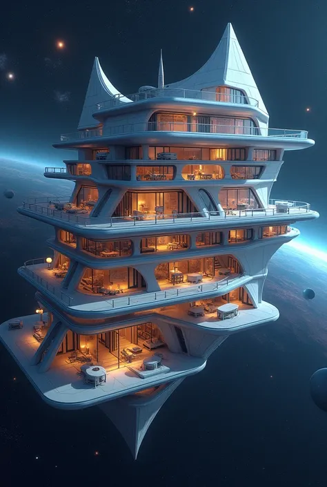 Space hotel future Design with different compartments
