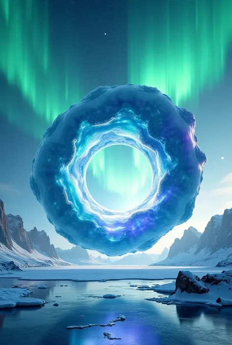 10. Aurora Portal: A swirling, irregular-shaped portal reflecting the colors of the aurora borealis, hovering above a frozen tundra.

