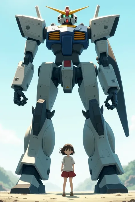  the girl looking at the camera stands in front 、 there is a giant robot to protect the girl after {x}、 the giant robot is thin and smart, but 、Sturdy and strong 、
Japan anime anime