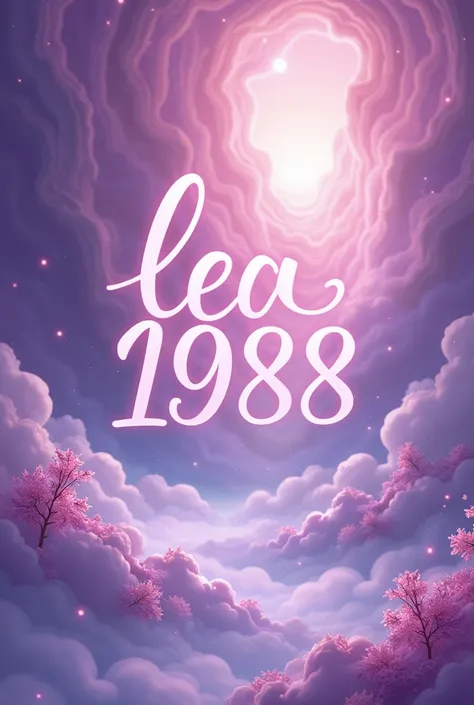 Fantastic background in purple white with the inscription Lea1988 in cursive the font should be in pink white