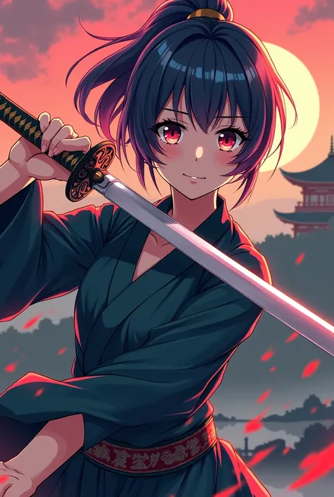 ‏اصنع I have an anime character with a katana sword