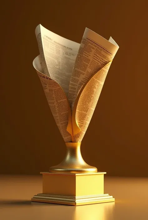 Gold trophy in the form of a newspaper 