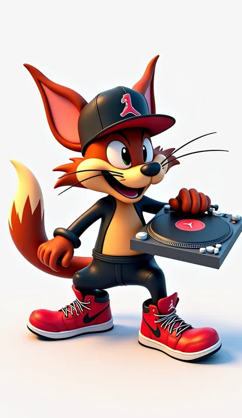 I want a 3D logo of Taz Looney Tunes with Jordan cap and Jordan sneakers holding a DJ turntable with one hand that says EntaoCerta