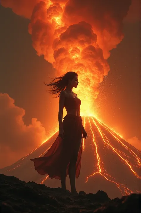 Volcano erupting angry woman