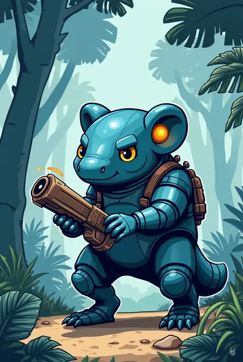 Create a 2D blueprint-style image of a Brazilian armadillo named Tatola, set in the current time (2024), for a 3D modeling reference. The design should be inspired by the style of Ori and other adventure platformer games. Tatola is a robust armadillo with ...