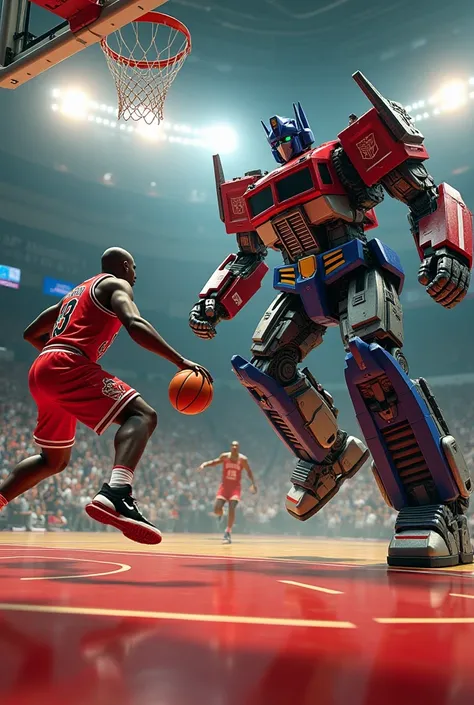 Transformers use air Jordan shoes playing basketball vs Michael Jordan 