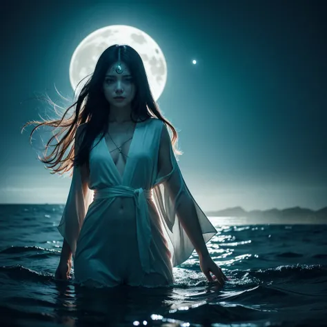 ①  
{"prompt":"A hauntingly surreal depiction of a Japanese ghost reimagined as the embodiment of paranormal phenomena, set against the backdrop of a dark and mysterious ocean at night. The spectral figure radiates an unsettling yet captivating presence, h...