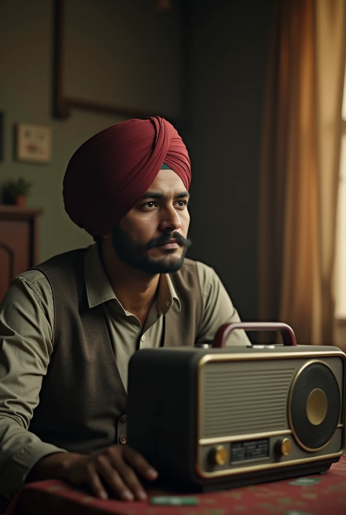 A few days later, the lottery results are announced on the radio. Karanpreet listens nervously, and to his shock and joy, he discovers that he has won the grand prize of 25 lakh rupees! Karanpreet tie turban 