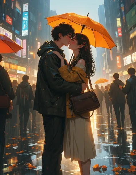 A bouquet of kisses in the rain

Suddenly he said, "Lets get married, right away."
The city was under a heavy rain warning, and everyone was rushing

While saying I love you, we were adults, trying to stay close, but not too far away

An unexpected proposa...