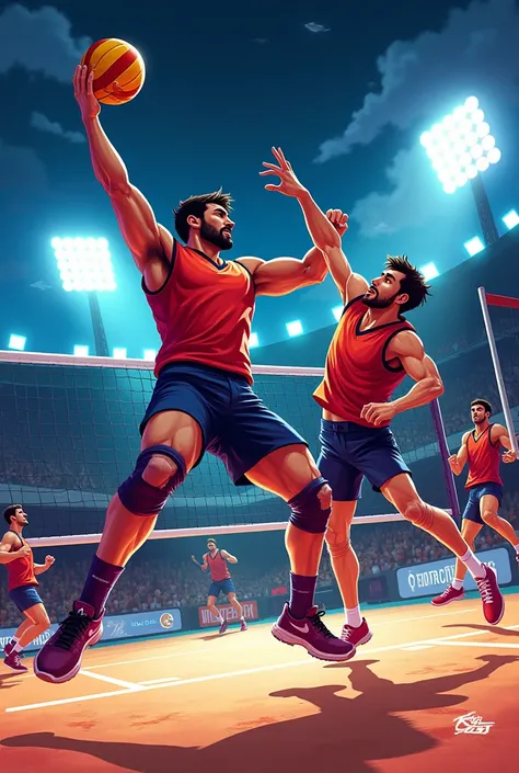 A mens volleyball night tournament poster 