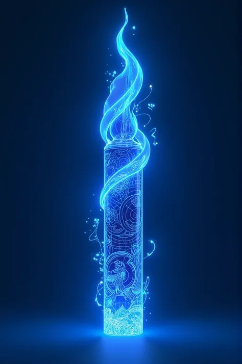  Create a Lighstick by a female kpop group called Blue Flame ,  add elements such as Korean cultural drawings that refer to fire, Cyber punk and make the stick elaborate  