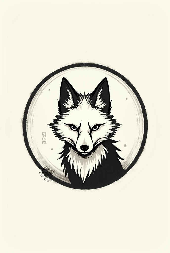 kitsune symbol like a tattoo in a circle 