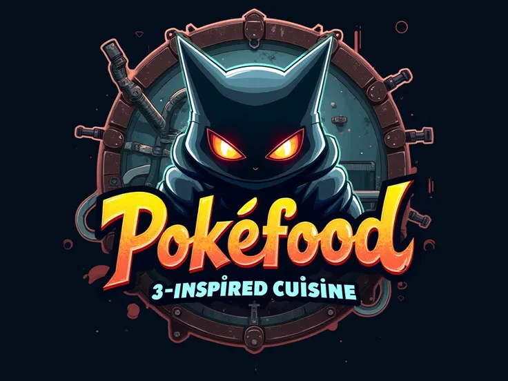 create a logo for a food truck that says Pokéfood but make it with a lot of zaunite undercity vibes