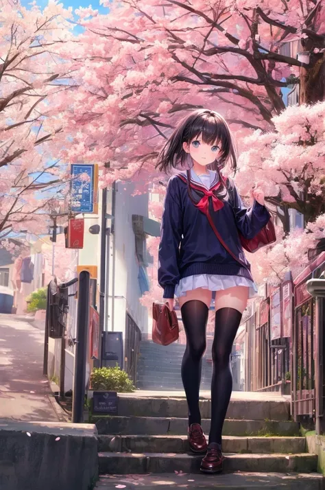 ( High Quality 、8k）High school entrance examination、Passed、spring、School、cherry blossoms