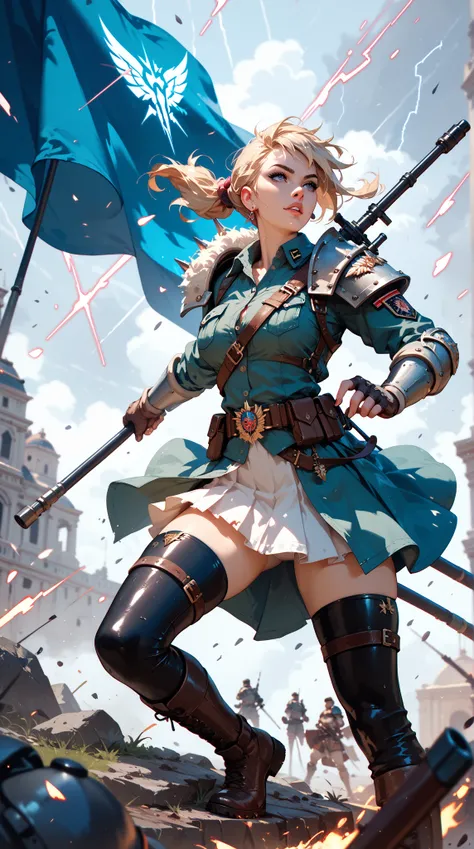 Storm on the battlefield, female warrior